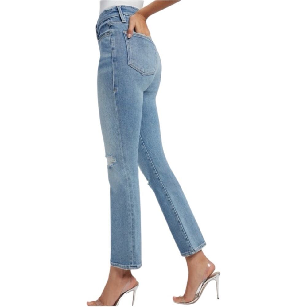NWT Good American Good Legs Straight Jeans Distressed Size 0/25 Retail $145 - Picture 2 of 6